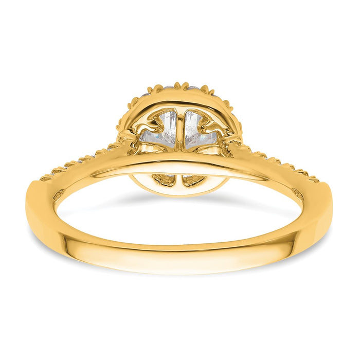 Buy Stylish 14K Yellow Gold Round Halo Diamond Semi-Mount Engagement Ring-5
