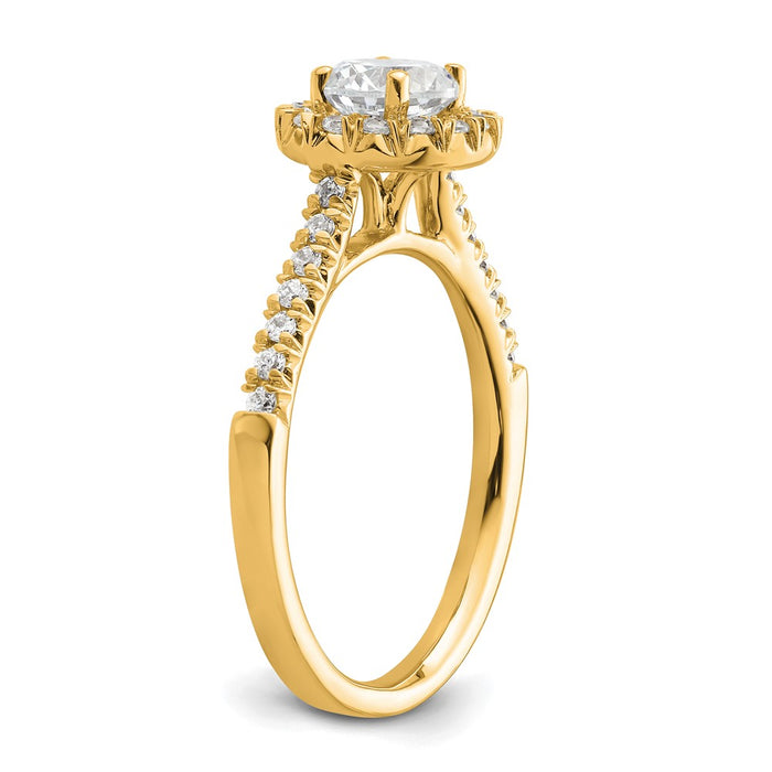 Buy Stylish 14K Yellow Gold Round Halo Diamond Semi-Mount Engagement Ring-6