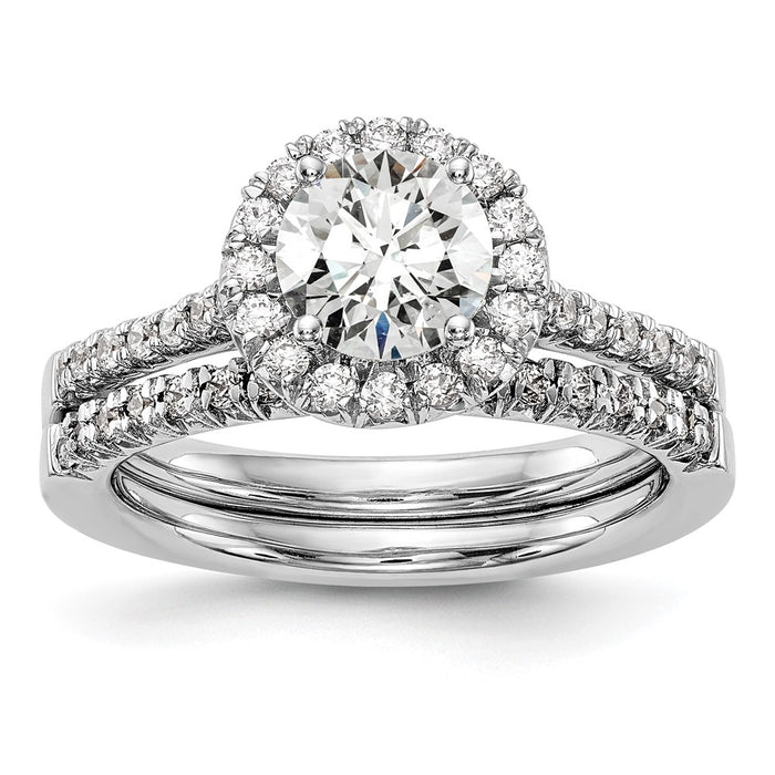 Buy Exclusive 14K White Gold Halo Semi-Mount Ring for 1 Carat Center, 1/3 Carat Diamonds-7