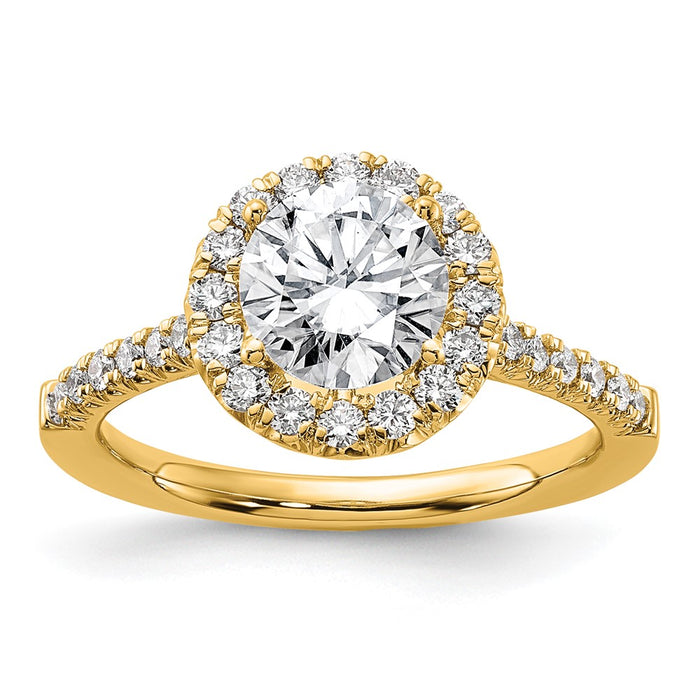 Buy 14K Gold Round Halo Diamond Semi-Mount Engagement Ring - Stylish Value!-1