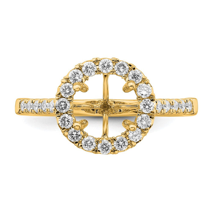 Buy Stylish 14K Yellow Gold Round Halo Diamond Semi-Mount Ring | Value Offer-4