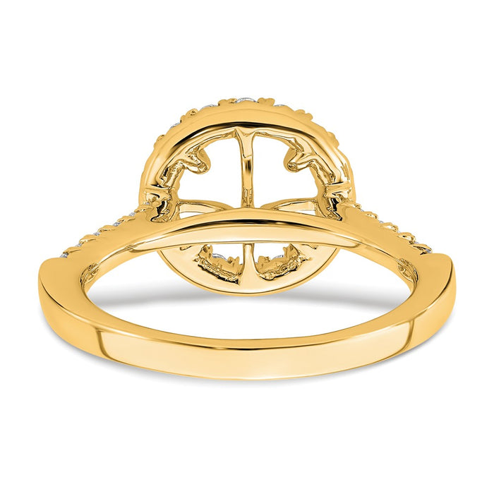 Buy Stylish 14K Yellow Gold Round Halo Diamond Semi-Mount Ring | Value Offer-5