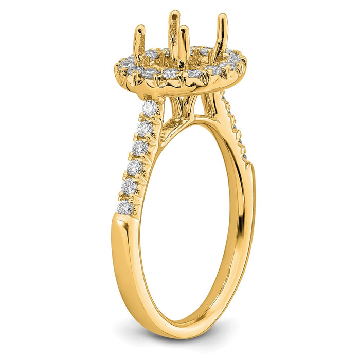 Buy Stylish 14K Yellow Gold Round Halo Diamond Semi-Mount Ring | Value Offer-6