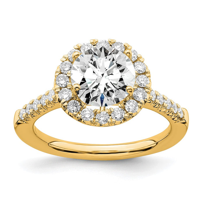 Buy Stylish 14K Yellow Gold Round Halo Diamond Semi-Mount Ring | Value Offer-1