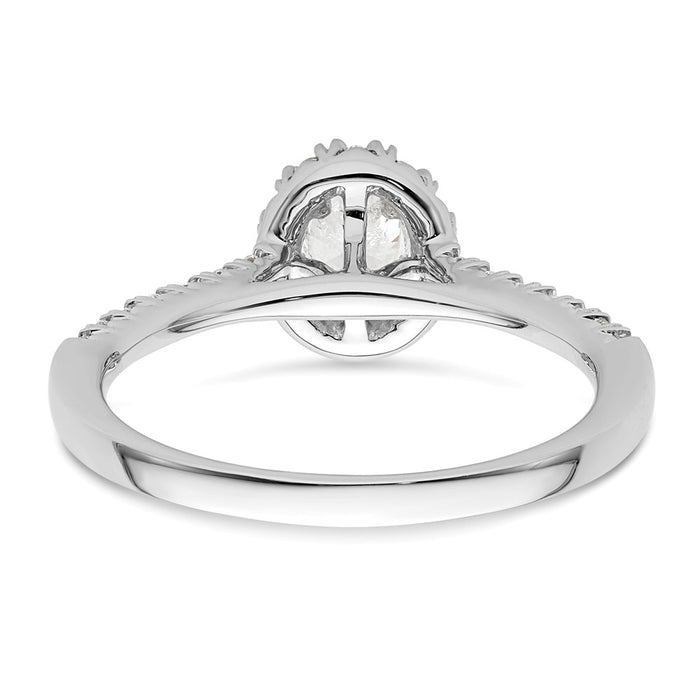 Designer 14K White Gold Halo Engagement Ring - 1/3 Carat Oval Center, Stylish Value-5