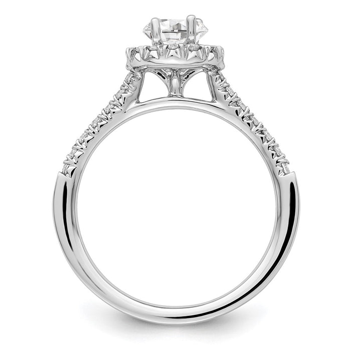 High-Quality 14K White Gold Halo Engagement Ring - 1/2 Carat Oval Center, Stylish Design-2