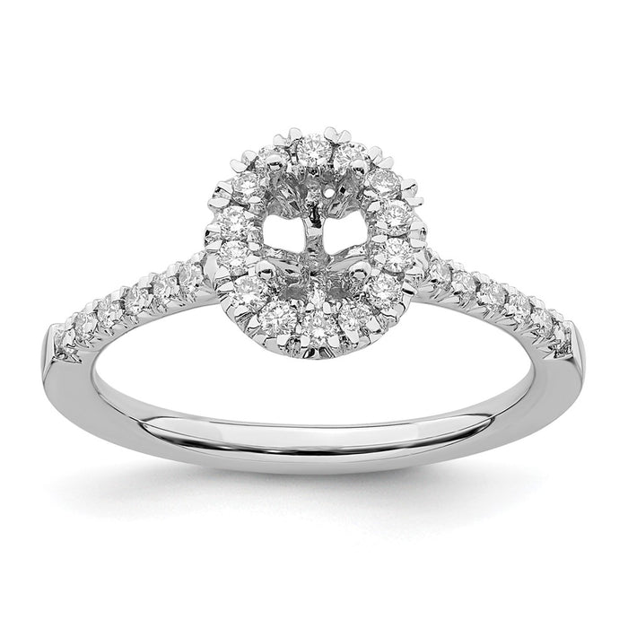 High-Quality 14K White Gold Halo Engagement Ring - 1/2 Carat Oval Center, Stylish Design-7