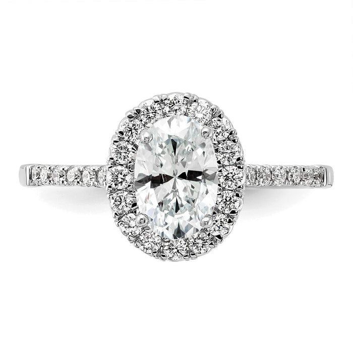 Exclusive 14K White Gold Halo Engagement Ring | 1 Carat Oval & Diamond Accents-4
