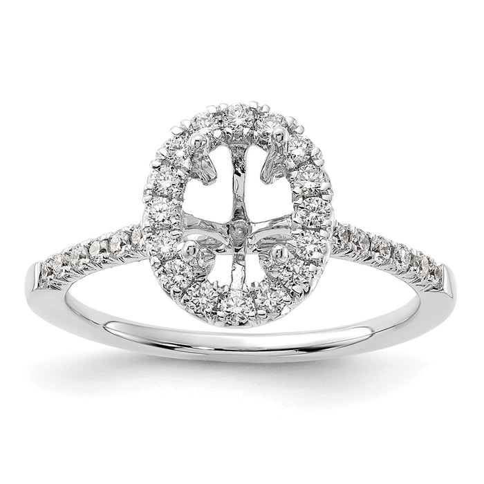 Exclusive 14K White Gold Halo Engagement Ring | 1 Carat Oval & Diamond Accents-7
