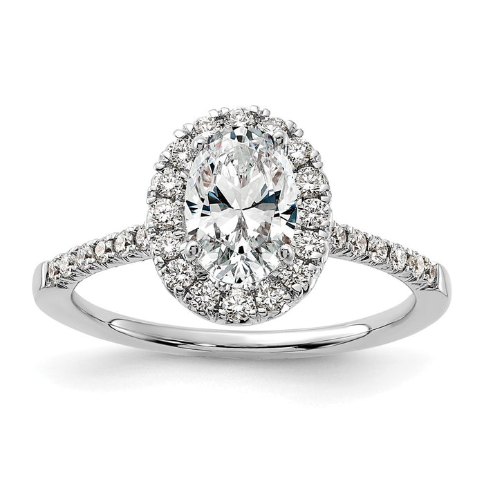 Exclusive 14K White Gold Halo Engagement Ring | 1 Carat Oval & Diamond Accents-1