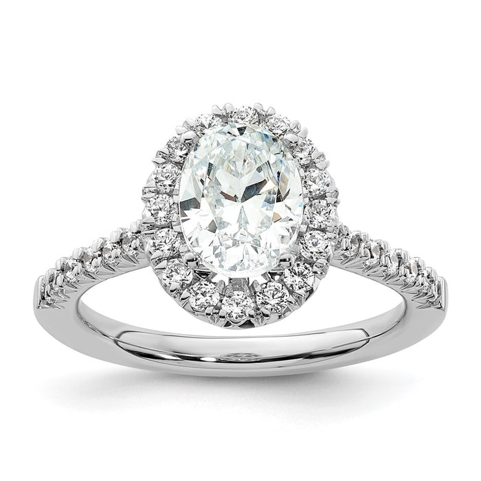 Buy Exclusive 14K White Gold Halo Semi-Mount Ring for 1.25 Carat Oval, Stylish Accents-1