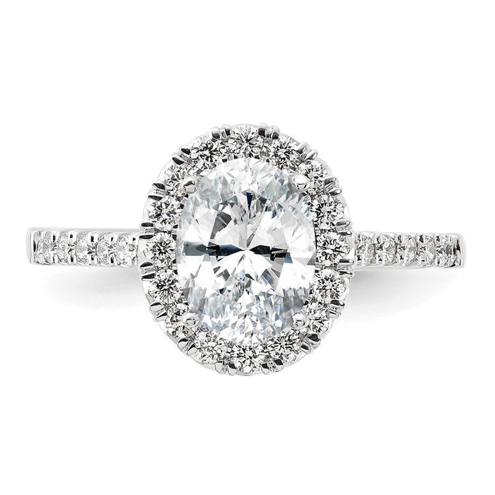 Exclusive 14K White Gold Halo Engagement Ring, 1.5 Carat Oval Center, Stylish Diamond Accents-4