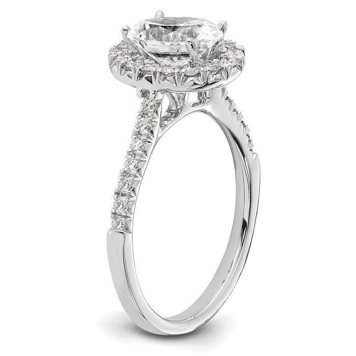 Exclusive 14K White Gold Halo Engagement Ring, 1.5 Carat Oval Center, Stylish Diamond Accents-6