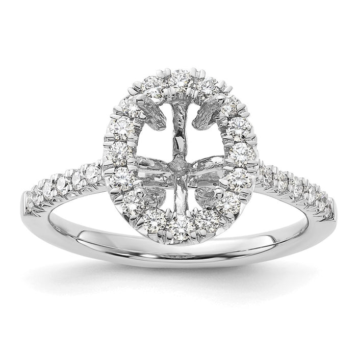 Exclusive 14K White Gold Halo Engagement Ring, 1.5 Carat Oval Center, Stylish Diamond Accents-7
