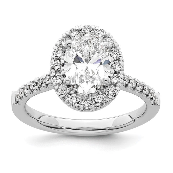 Exclusive 14K White Gold Halo Engagement Ring, 1.5 Carat Oval Center, Stylish Diamond Accents-1