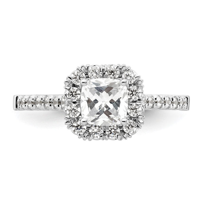 Buy Exclusive 14K White Gold Halo Engagement Ring - 3/4 Carat Cushion & Accents-4