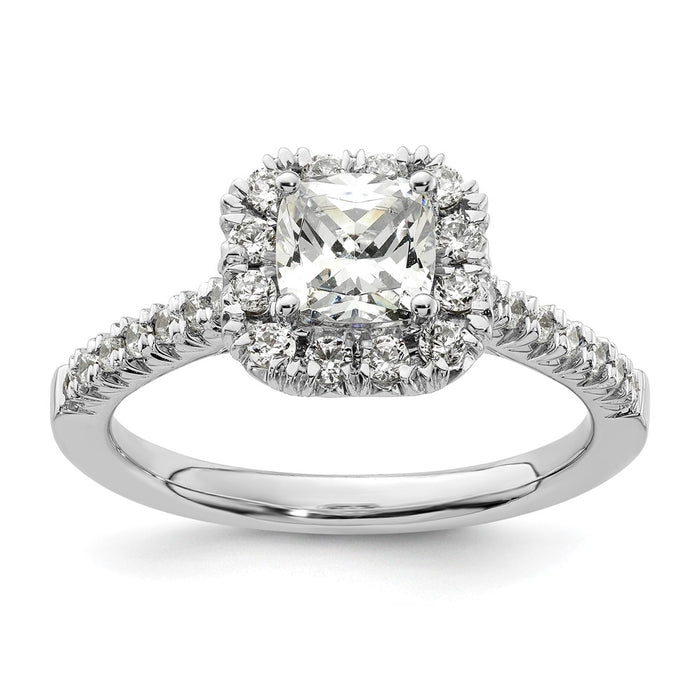 Buy Exclusive 14K White Gold Halo Engagement Ring - 3/4 Carat Cushion & Accents-1
