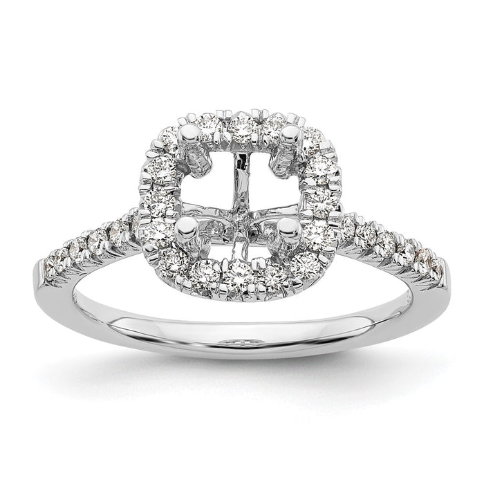 Buy Exclusive 14K White Gold Halo Semi-Mount Ring | 1 Carat Cushion & 3/8 Carat Diamonds-7