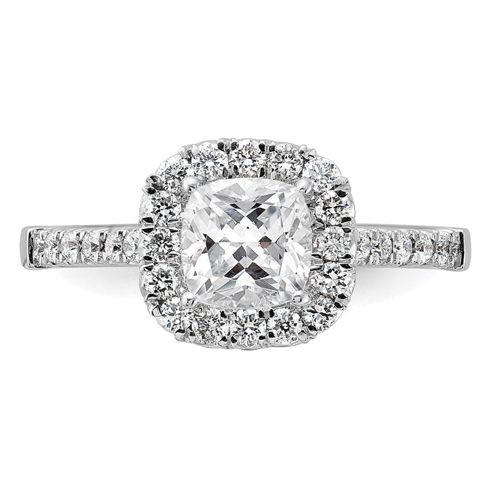 Exclusive 14K White Gold Halo Semi-Mount Ring for 1.5 Carat Cushion Center, Stylish 1/2 Carat Diamond Accents-4