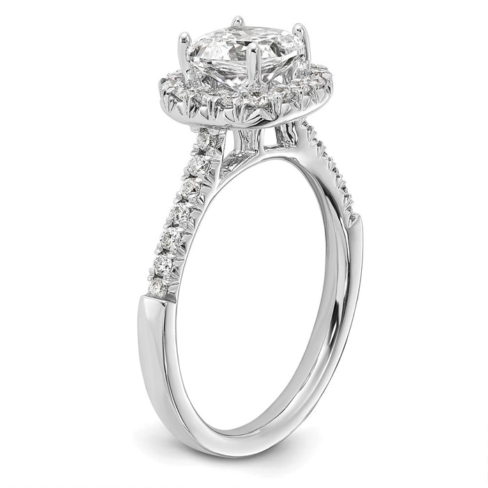 Exclusive 14K White Gold Halo Semi-Mount Ring for 1.5 Carat Cushion Center, Stylish 1/2 Carat Diamond Accents-6