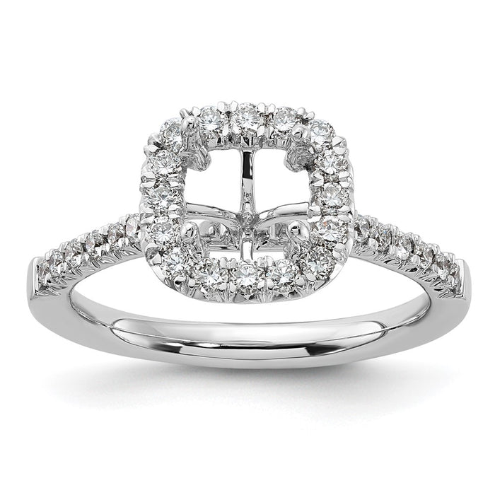 Exclusive 14K White Gold Halo Semi-Mount Ring for 1.5 Carat Cushion Center, Stylish 1/2 Carat Diamond Accents-7
