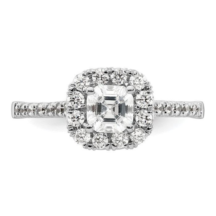Buy 14K White Gold Halo Semi-Mount Engagement Ring for 3/4 Carat Stone, Luxury Design-4