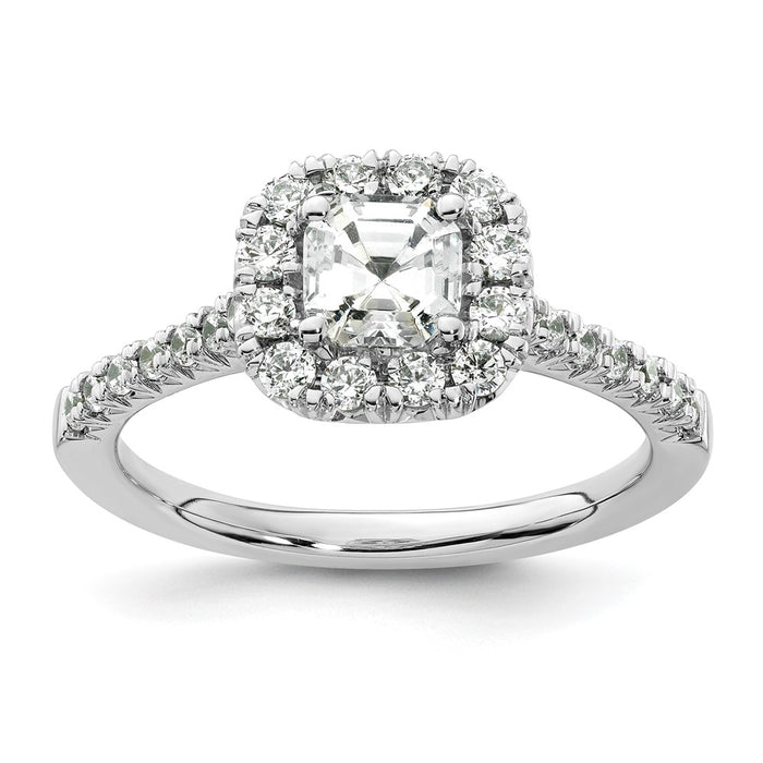 Buy 14K White Gold Halo Semi-Mount Engagement Ring for 3/4 Carat Stone, Luxury Design-1