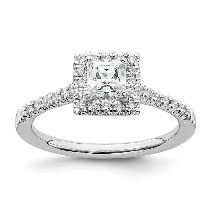 Exclusive 14K White Gold Halo Engagement Ring for 1/2 Carat Center Stone-1