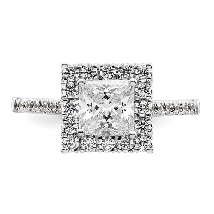 Buy Exclusive 14K White Gold Halo Engagement Ring for 1.25 Carat Princess Cut-4