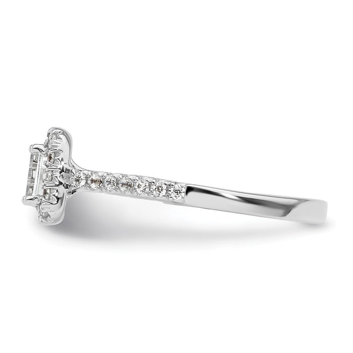 Buy Exclusive 14K White Gold Halo Engagement Ring, 1/3 Carat Emerald-Cut Center-3