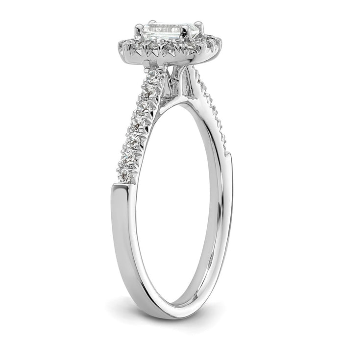 Buy Exclusive 14K White Gold Halo Engagement Ring, 1/3 Carat Emerald-Cut Center-6