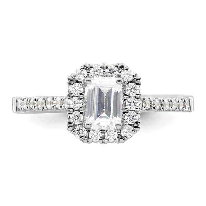 Buy Exclusive 14K White Gold Halo Engagement Ring | 3/4ct Emerald-Cut & Diamond Accents-4