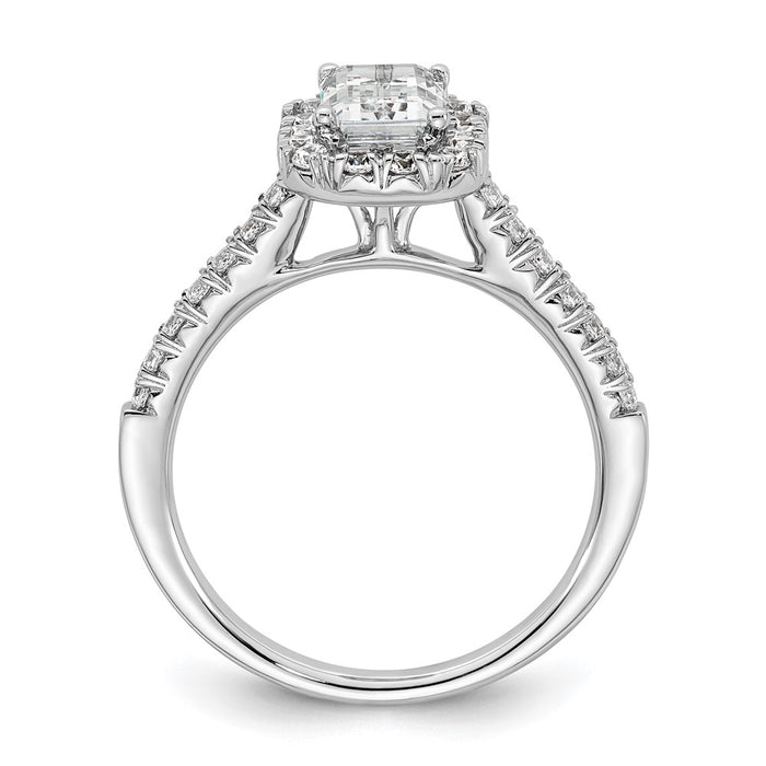 Buy Exclusive 14K White Gold Semi-Mount Ring with 1 Carat Emerald Cut Halo-2