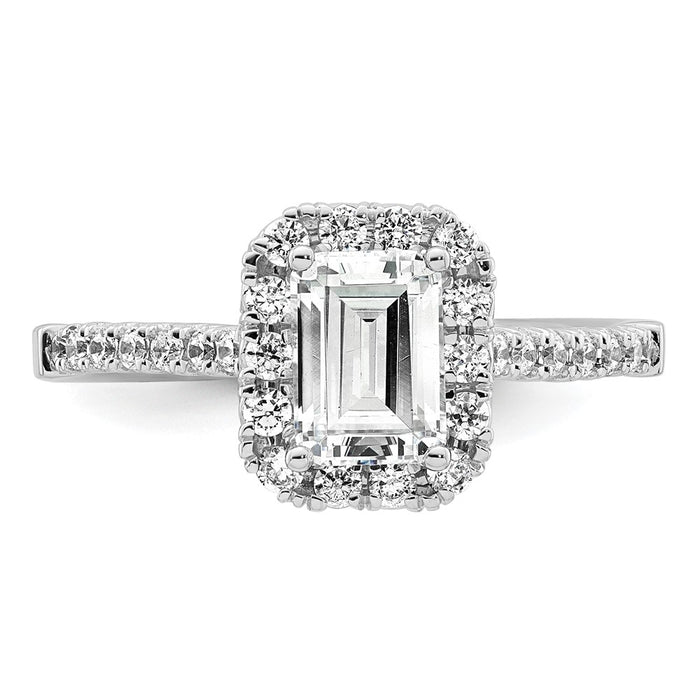 Buy Exclusive 14K White Gold Semi-Mount Ring with 1 Carat Emerald Cut Halo-4