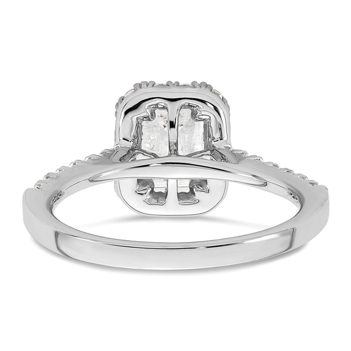 Buy Exclusive 14K White Gold Semi-Mount Ring with 1 Carat Emerald Cut Halo-5