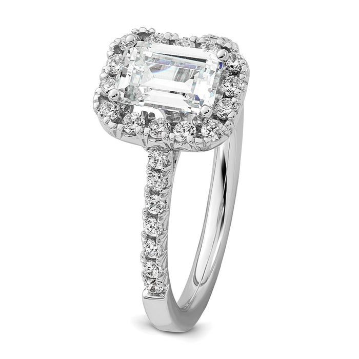 Buy Exclusive 14K White Gold Semi-Mount Ring with 1 Carat Emerald Cut Halo-6