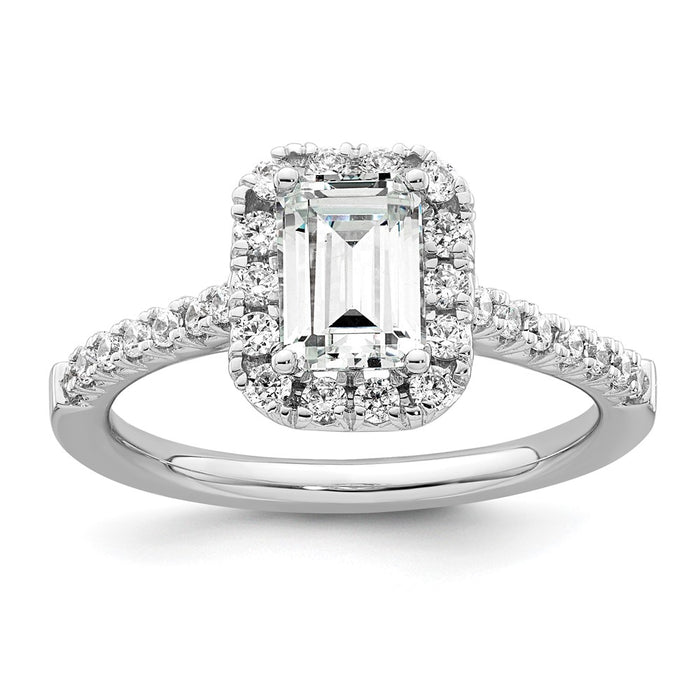 Buy Exclusive 14K White Gold Semi-Mount Ring with 1 Carat Emerald Cut Halo-1