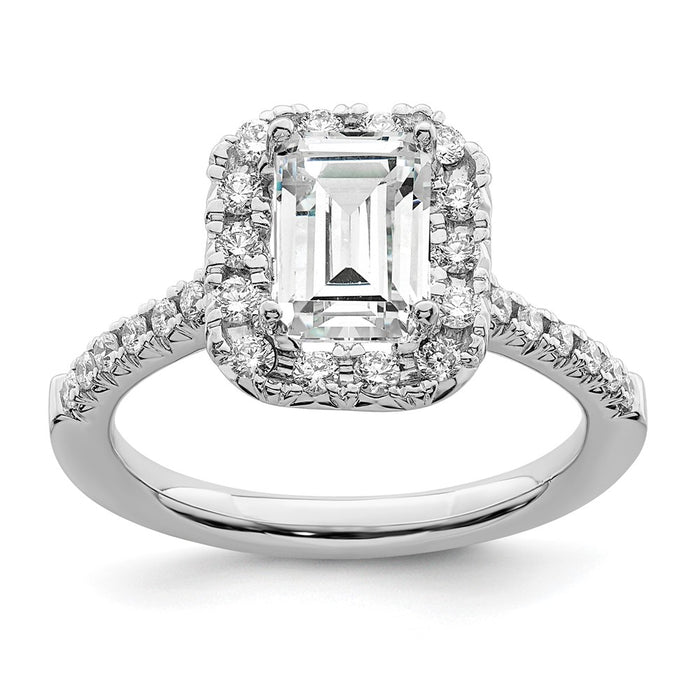 Exclusive 14K White Gold Halo Engagement Ring, 1.5 Carat Emerald-Cut Center - Stylish Value!-1