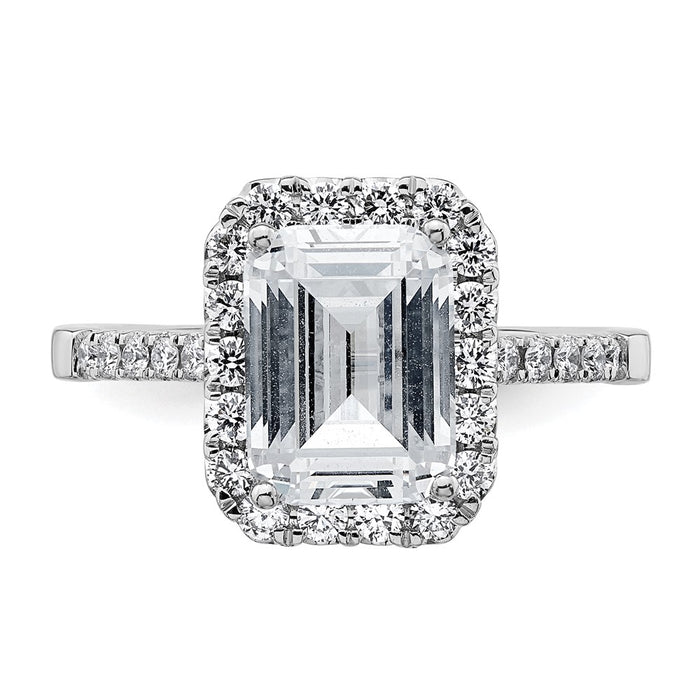 Buy 14K Lab-Grown Diamond Emerald Halo Semi-Mount Engagement Ring - Stylish!-4