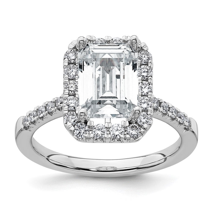 Buy 14K Lab-Grown Diamond Emerald Halo Semi-Mount Engagement Ring - Stylish!-1
