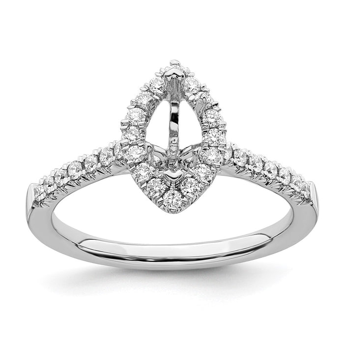 Buy 14K White Gold Halo Engagement Ring, 1/2 Carat Marquise Center - Stylish Value!-7