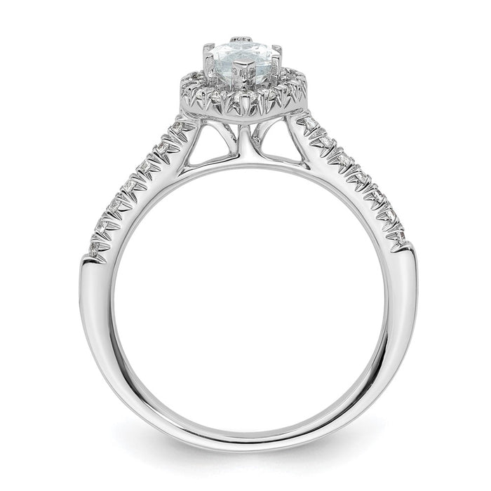Buy Stylish 14K White Gold Halo Engagement Ring | 3/4 Carat Marquise Center-2