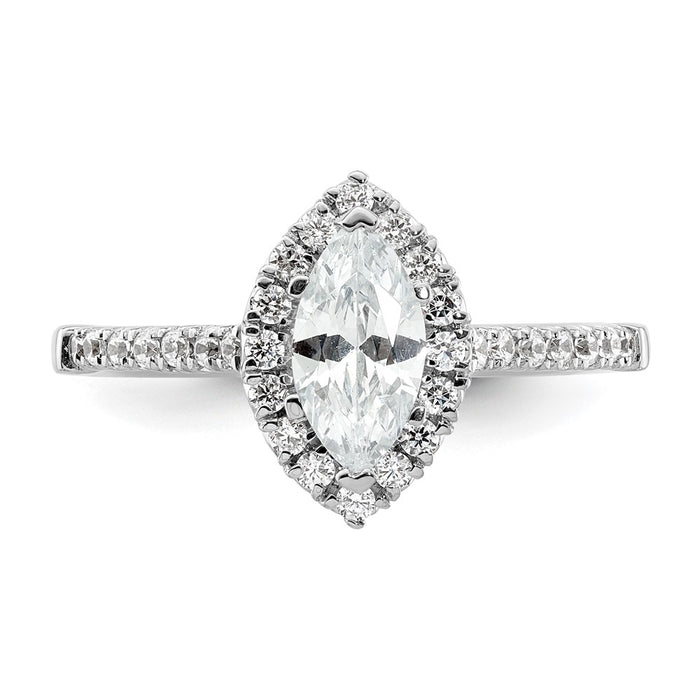 Buy Stylish 14K White Gold Halo Engagement Ring | 3/4 Carat Marquise Center-4