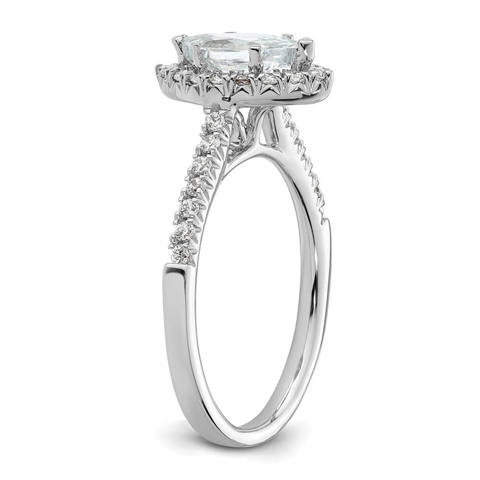Buy Stylish 14K White Gold Halo Engagement Ring | 3/4 Carat Marquise Center-6