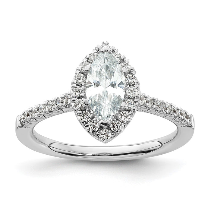 Buy Stylish 14K White Gold Halo Engagement Ring | 3/4 Carat Marquise Center-1
