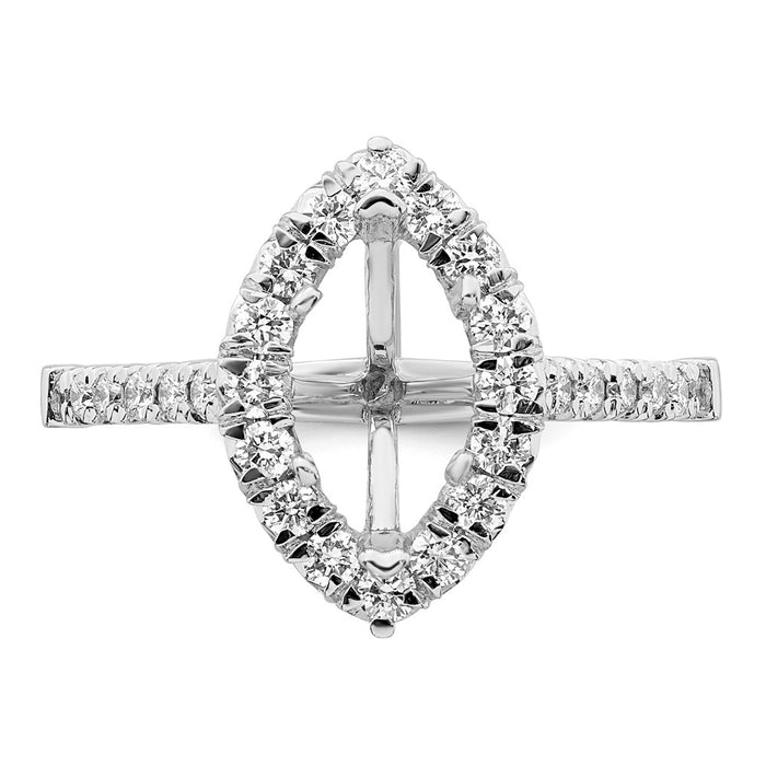 Exclusive 14K White Gold Halo Engagement Ring for 1.5 Carat Marquise Center-4