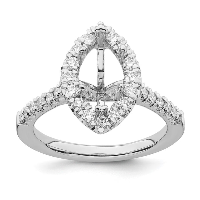 Exclusive 14K White Gold Halo Engagement Ring for 1.5 Carat Marquise Center-7