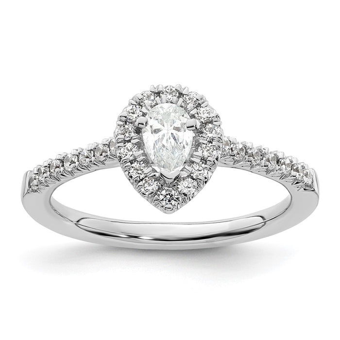 Buy Exclusive 14K White Gold Halo Engagement Ring, 1/3 Carat Pear Center & Accents-7