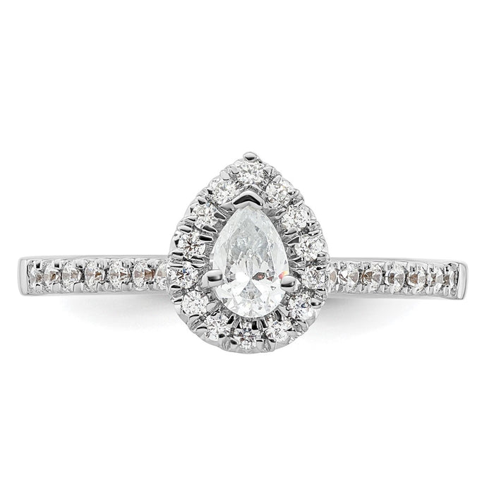 Buy Exclusive 14K White Gold Halo Engagement Ring, 1/3 Carat Pear Center & Accents-4