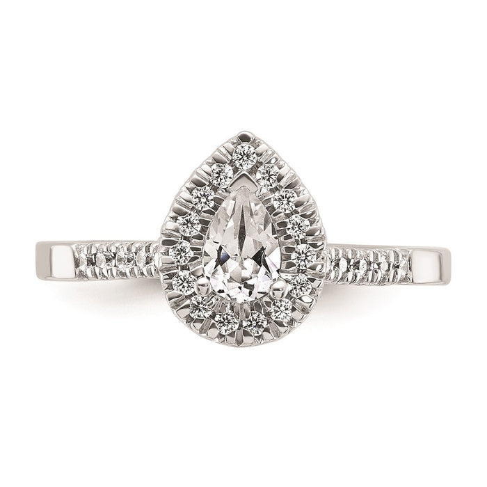 Buy 14K White Gold Halo Semi-Mount Engagement Ring, 1/2 Carat Pear Center, Affordable!-4